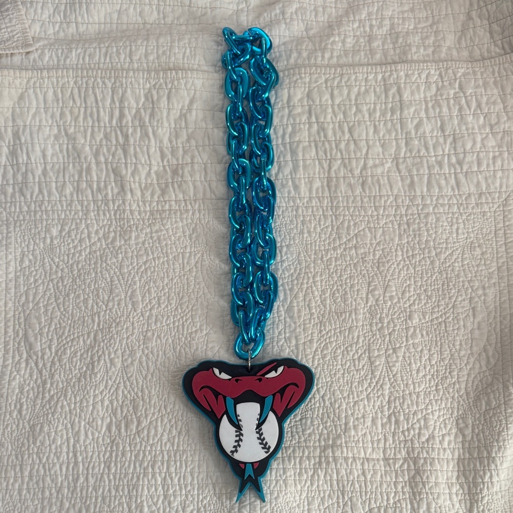 Kids' Teal and Red diamondback rattle Snake Pendant Necklace